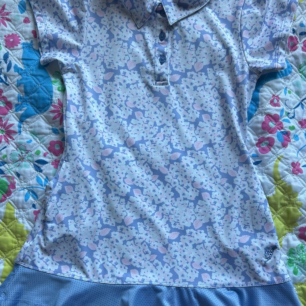 Kids Blue Patterned Polo Shirt